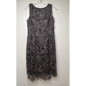Adrianna Papell Grey Lace Sleeveless Cocktail Dress Size 6 Elegant Wedding Mini